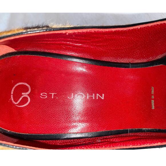 St. John Leopard Print Open Toe Heels - Size 39 - Leather &‎ Calf Hair - Picture 9 of 16